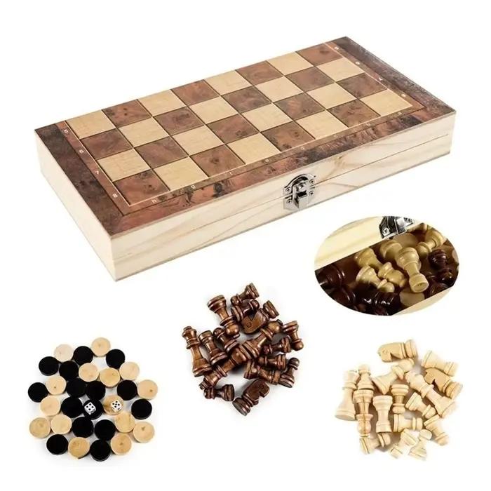 Jeu d'échecs, de backgammon et de dames 3-en-1