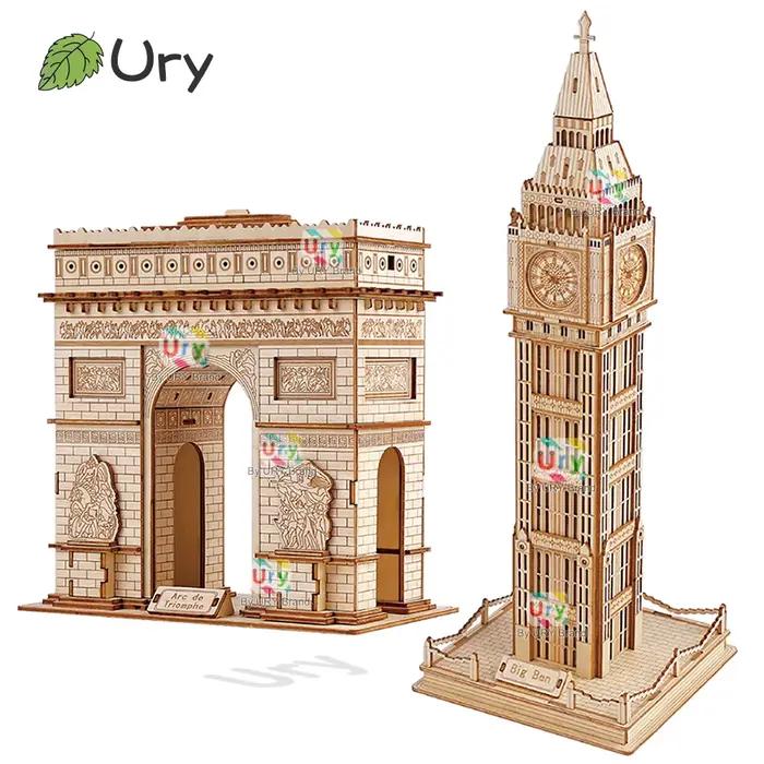 Puzzle en bois ury tour de pise big ben attractions européennes décoration construction architecture jouet éducatif occasions spéciales