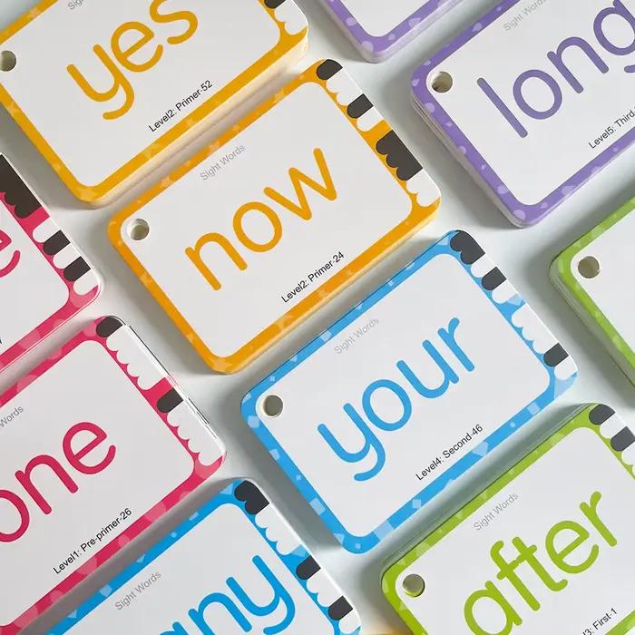 Cartes flash de 220 mots de vue avec images et phrases