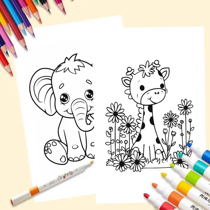 Cartes de coloriage d'animaux