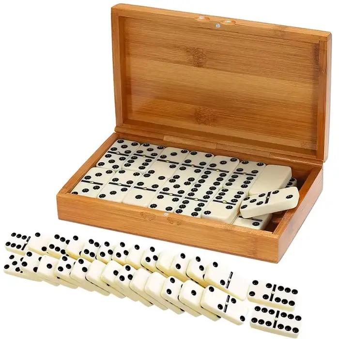 Double Six dominos ensemble divertissement jeu de voyage récréatif jouet points noirs