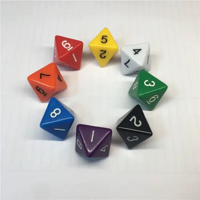 8 pièces 8 côtés D8 dés numériques 8