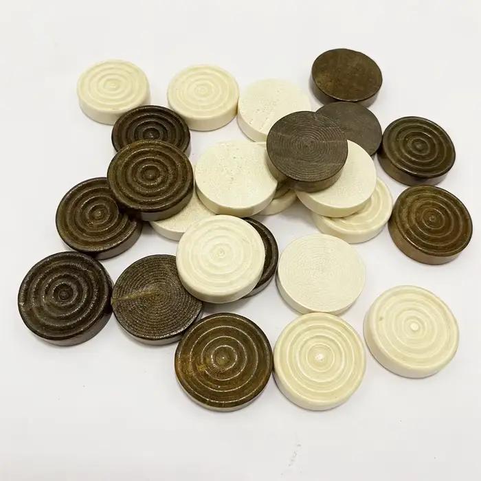 24 pièces/ensemble jetons en bois pièces de dames rondes pour accessoires de jeu d'échecs Backgammon