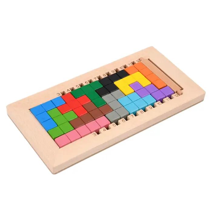 Jeu de Puzzle 3D en bois d'orme épais