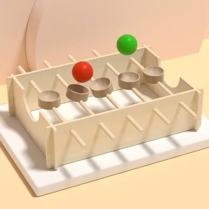 Jeu de course sur marbre rotatif en bois-jouet interactif d'équilibre et de coordination développe le raisonnement spatial et la motricité fine