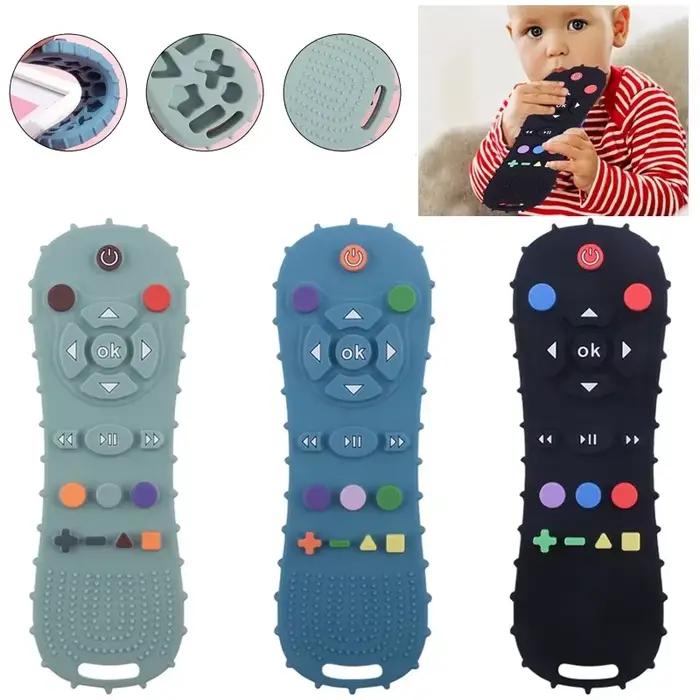 Nouveauté Silicone Simulation TV télécommande forme apaisant jouet bébé de qualité alimentaire Teaser bâton enfants sens