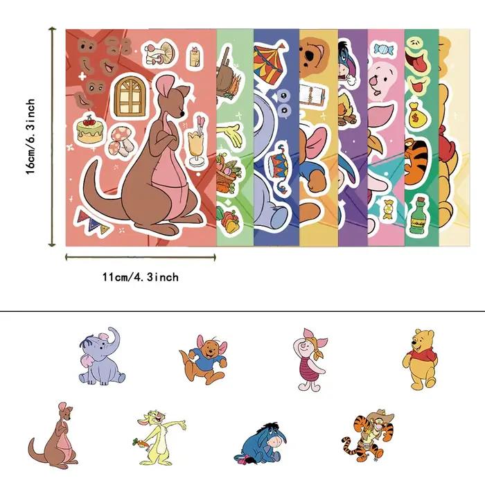 8/16 feuilles dessin animé Disney Winnie l'ourson Puzzle autocollants faire un visage bricolage créatif assembler