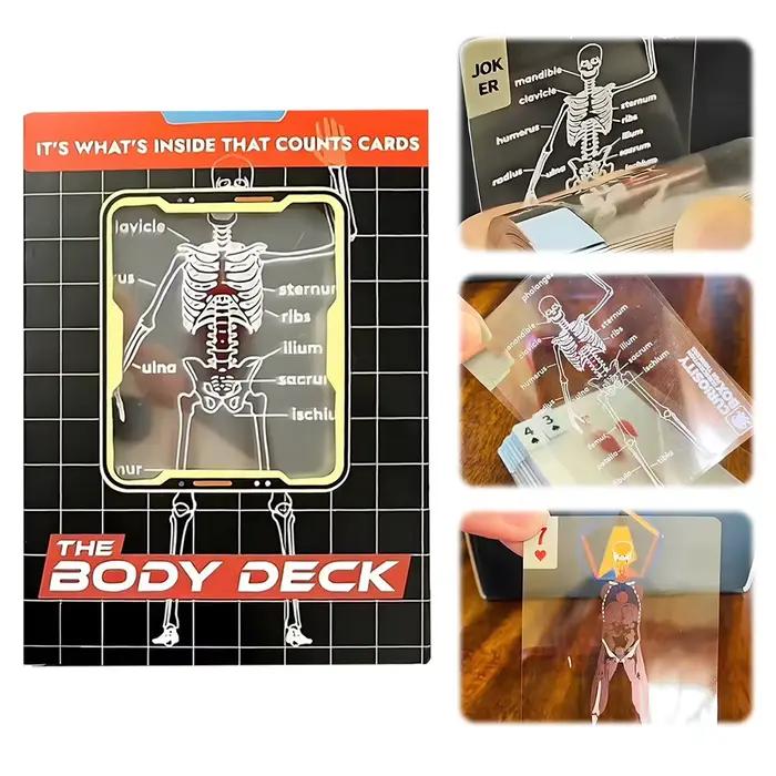 Cartes de Poker d'anatomie humaine, 1 à 3 pièces, cartes à jouer squelette, cartes à jouer en plastique imperméables, jeu de société amusant pour Halloween