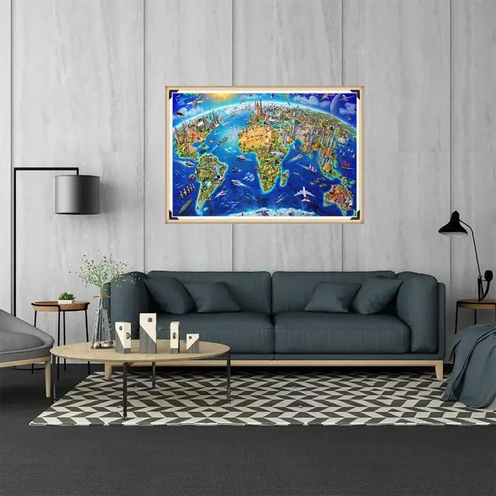 Puzzle de carte de monuments du monde pour adultes