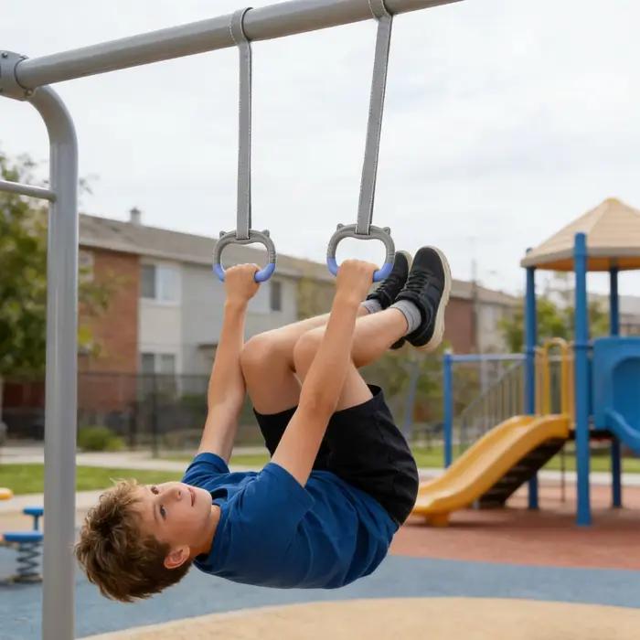 Anneau de gymnastique avec sangles réglables pour enfants, entraînement de force, équipement antidérapant, sûr et stable, résistant aux charges, pour maison, rouge ou noir