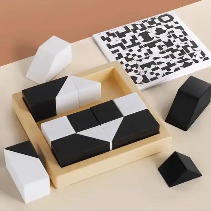 Jeu de puzzle interactif de table intelligent en blocs de construction cachés noir et blanc 120/370 niveaux