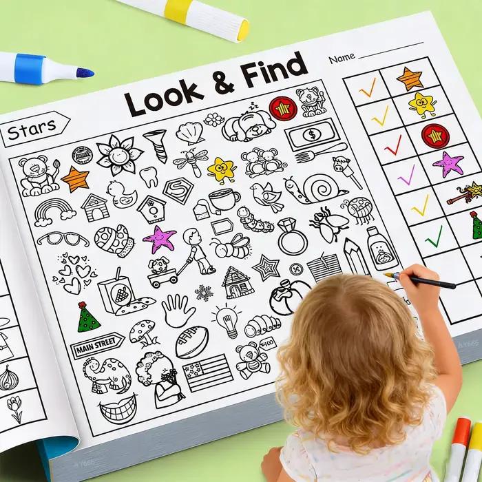 Livre de coloriage et de recherche d'objets cachés pour enfants – Cahier d'activités interactif