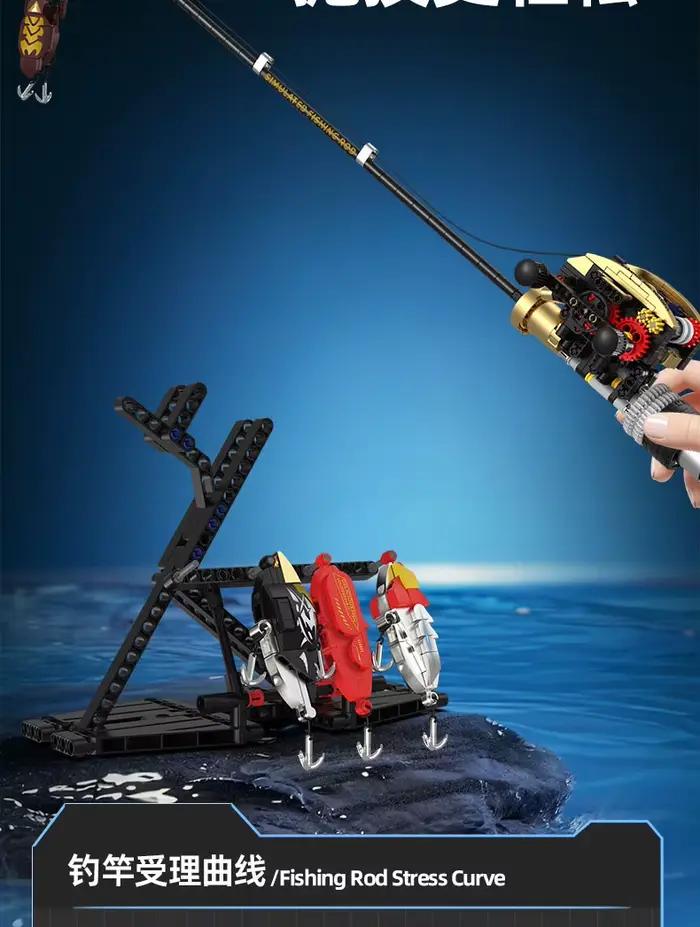 Jeu de construction de canne à pêche DIY avec rotation mécanique simulée