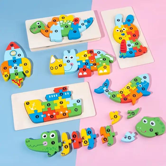 Puzzle en bois 3D stéréoscopique Montessori pour enfants