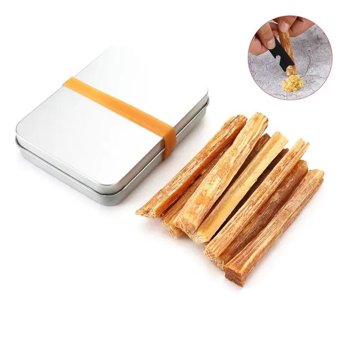 Kit de bâtons de bois de graisse avec boîte découpée à la main pour bricolage artisanat emballage de cadeaux décor Kit de survie