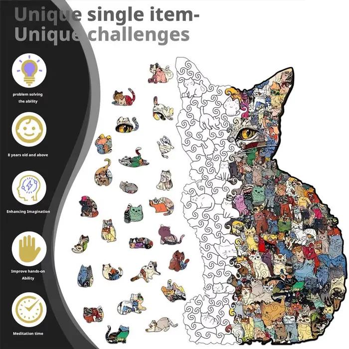 Puzzle en bois Kittin coloré intéressant