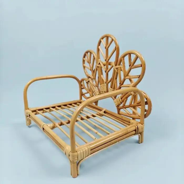 Meubles de photographie pour bébé, banc en rotin tissé à la main, chaise de paon à fleurs, lit en bambou pour garçon et fille, accessoires de séance photo pour berceau