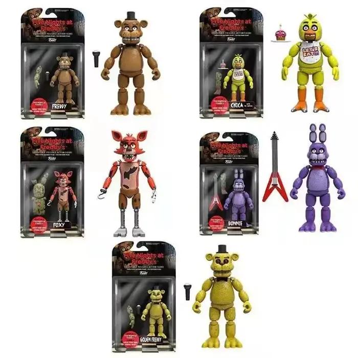 14 cm FNAF figurines cauchemar Freddy Bonnie Foxy Chica figurine mobile lumière noire