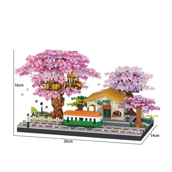 Ensemble de blocs de construction d'arbre bonsaï cerisier