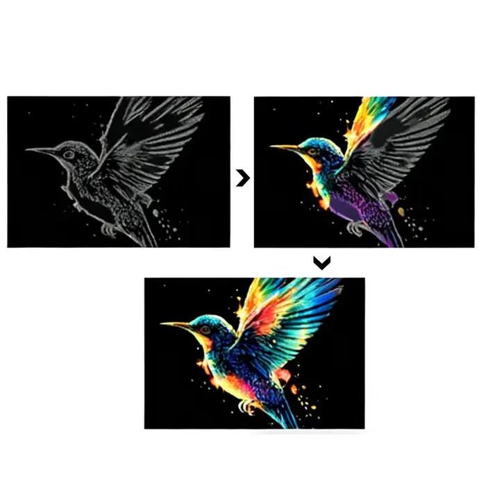 Livre de coloriage à gratter 10 feuilles avec stylet