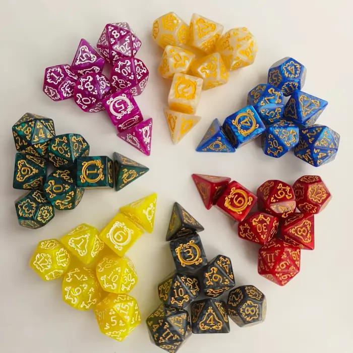 Ensemble de 7 dés Dnd, 7 pièces/ensemble avec motif de Dragon, dés à facettes multiples, jeu de société, cadeaux, accessoires de divertissement