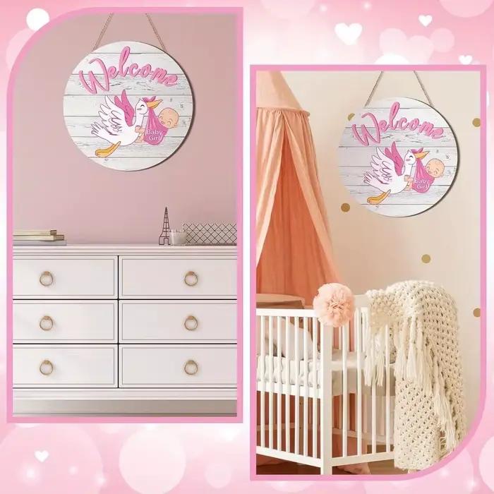 Bienvenue petite princesse "pendentif en bois-bébé nouveau-né fille arrivée célébration décorations rondes en bois adaptées à la chambre de bébé