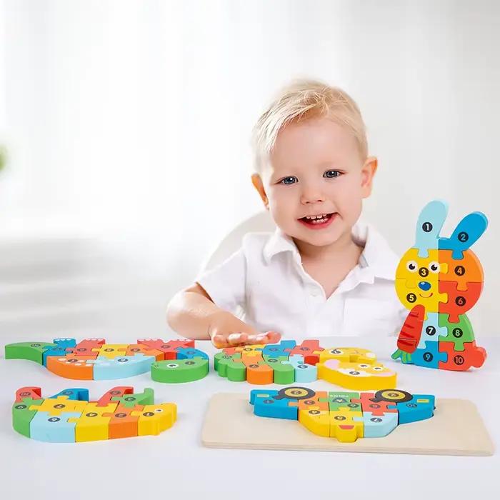 Puzzle en bois 3D stéréoscopique Montessori pour enfants