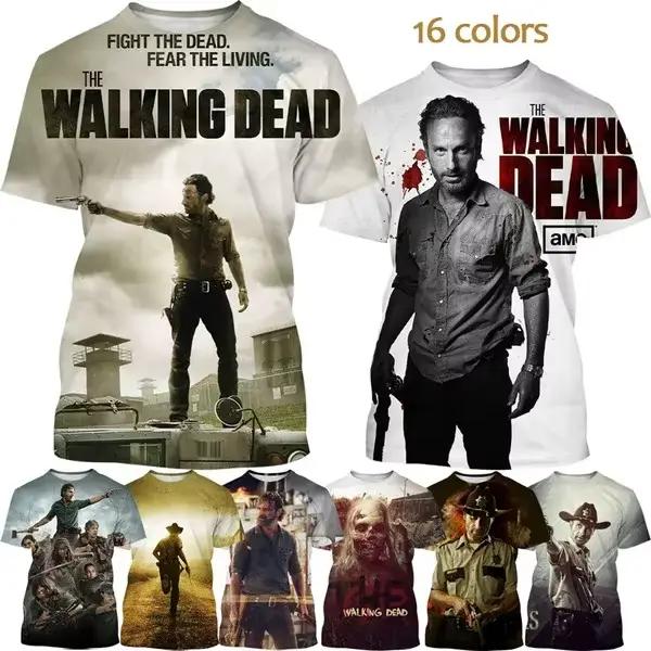 T-shirt imprimé en 3D de la série télévisée populaire The Walking Frequency pour hommes, vêtements d'été, t-shirt à manches courtes, horreur, mode Y