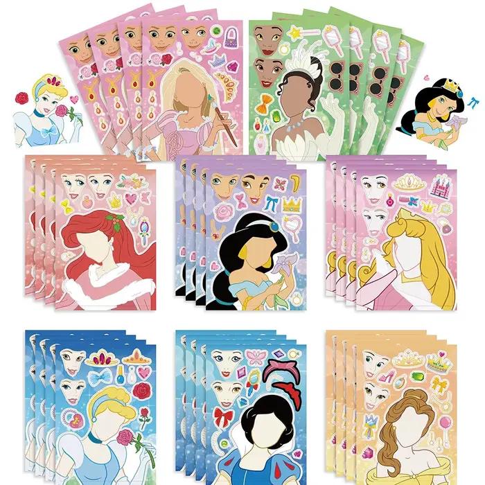 8/16 feuilles d'autocollants puzzle de dessins animés Disney Princesses