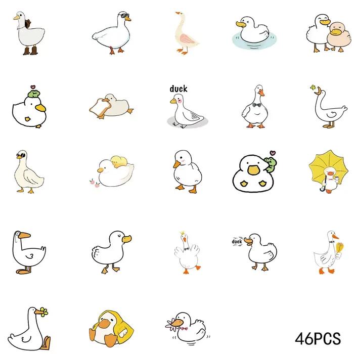 50pcs mignon canard dessin animé Graffiti autocollants décoré cahier tasse d'eau journal valise guitare classique jouet 