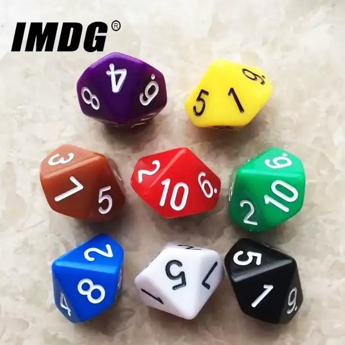 10 pièces/paquet D10 dés (1-10) Cubes acryliques jeu dés haute qualité Boutique coloré solide dés
