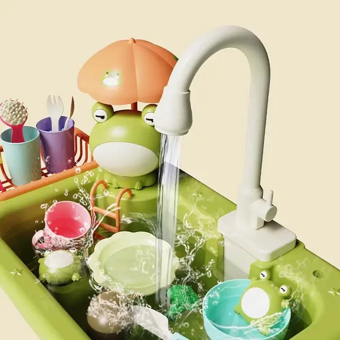 Jouet d'évier de cuisine électrique pour enfants avec eau courante