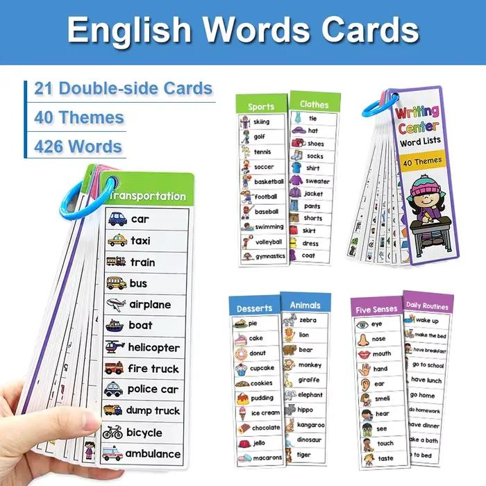 Cartes de listes de mots anglais Montessori pour enfants, matériel pédagogique ESL, mots de vue, écriture, construction de vocabulaire, jouets d'apprentissage pour l'autisme