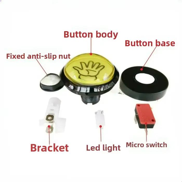 Bouton de jeu 60 mm Slap Happy Palm avec lumière pour enfants, accessoires de machine de jeu à monnayeur parent-enfant
