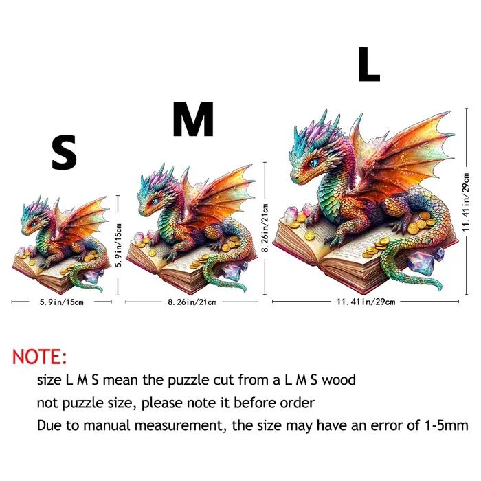 Puzzle en bois de dragon 3D - Casse-tête avec formes d'animaux irrégulières