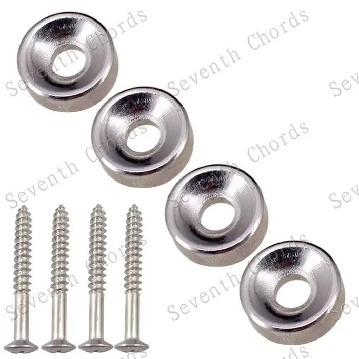1 lot de 4 pièces de douille de cou, virole de Joint de cou pour guitare basse avec vis de montage, accessoires de guitare chromés en or noir
