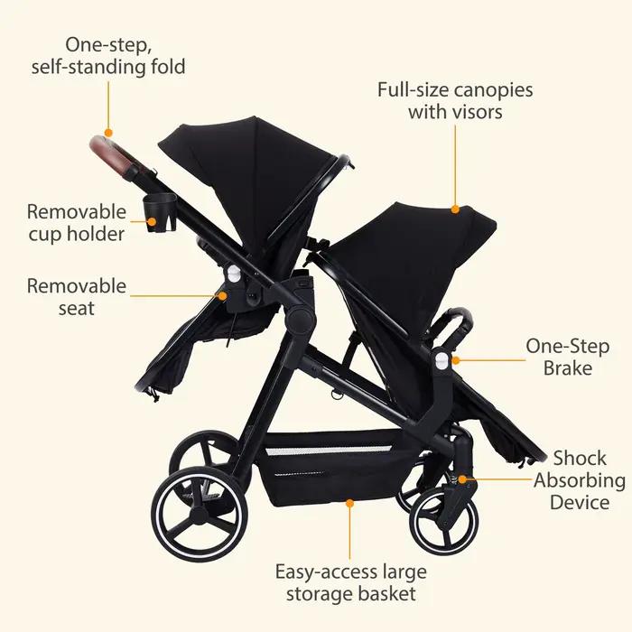 Poussette Double piste Tandem pour nourrissons et tout-petits