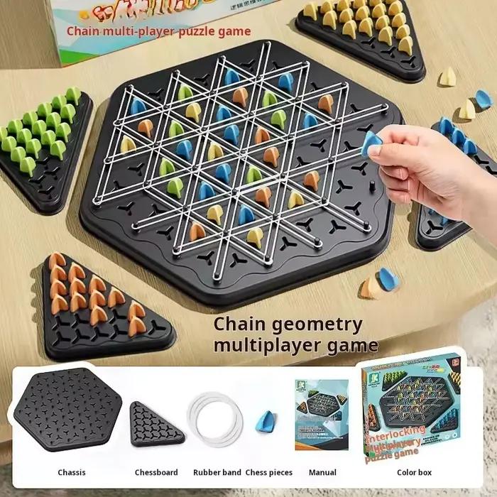 Jeu d'échecs Triangle à chaîne jeu d'élastique interactif éducatif pour adultes occasions spéciales fêtes familiales moments magiques
