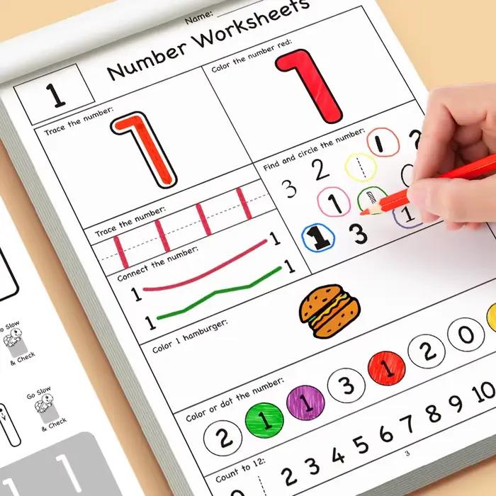 Livre de coloriage et de pratique de numéros interactif numérique amusant à sept chiffres