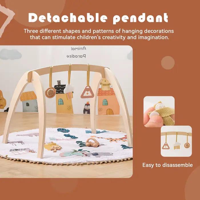 Jeu de gymnastique en bois pour bébé forme géométrique douce rembourrée clignotante musical décor de chambre jouet sensoriel pour maternité occasions spéciales