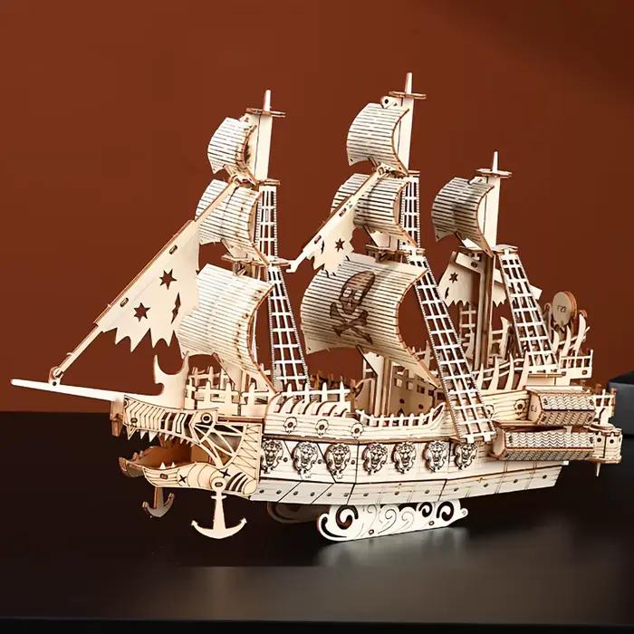 Puzzle stéréo 3D modèle de bateau pirate néerlandais Puzzle en bois