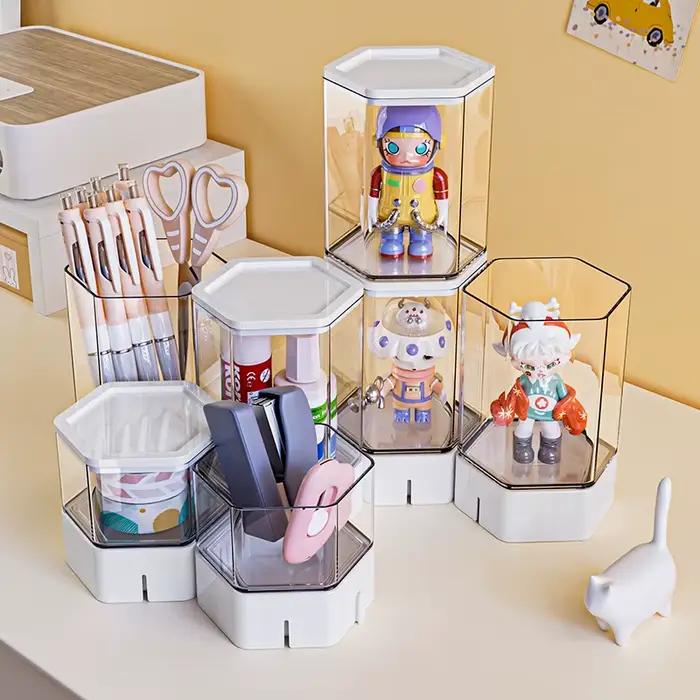 Boîte de rangement et présentoir pour poupées et figurines faites main