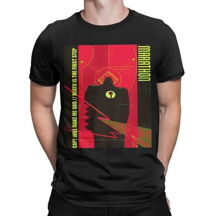 T-shirt drôle de jeu de marathon pour hommes et femmes, en coton, à manches courtes, col rond, hauts d'été