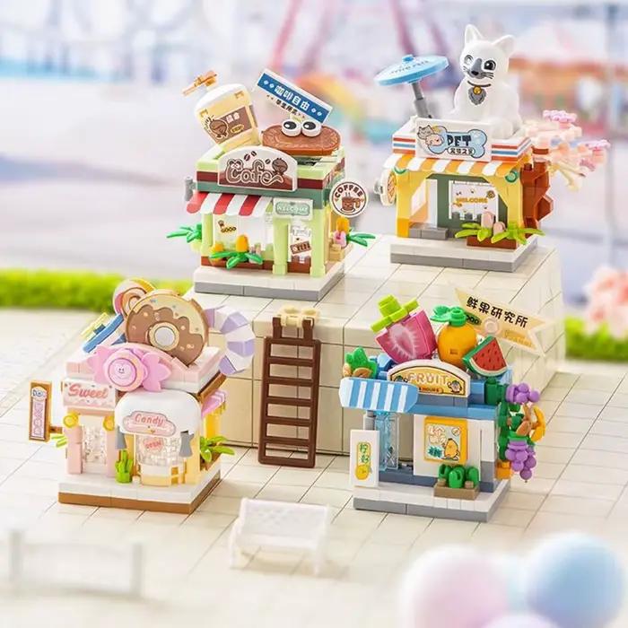 Décennie s de construction de maison, appareil ménager, dessert, vue sur la rue, collation, jouets pour enfants, cadeaux pour garçons et filles, compatibles avec Lego