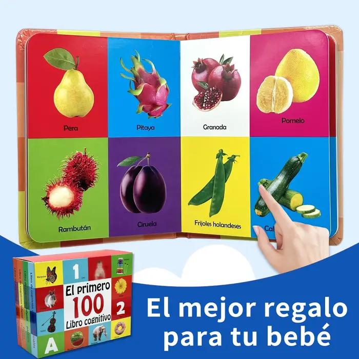 Cartes cognitives pour bébé - 4 thèmes, conception à bords arrondis, livres espagnols aux couleurs vives
