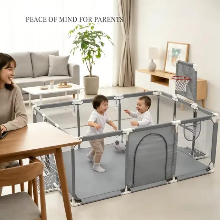 IMBABY Parc de jeu gris grand format pour bébés et tout-petits