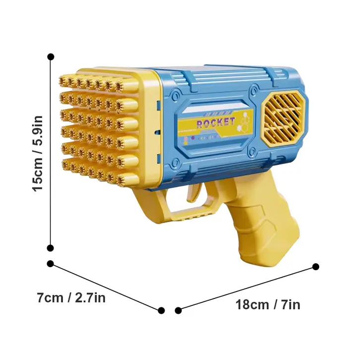 Pistolet à bulles KNYYSECQ à 42 trous pour enfants de 3 à 6 ans activités de plein air et fêtes d'anniversaire en bleu ou rose