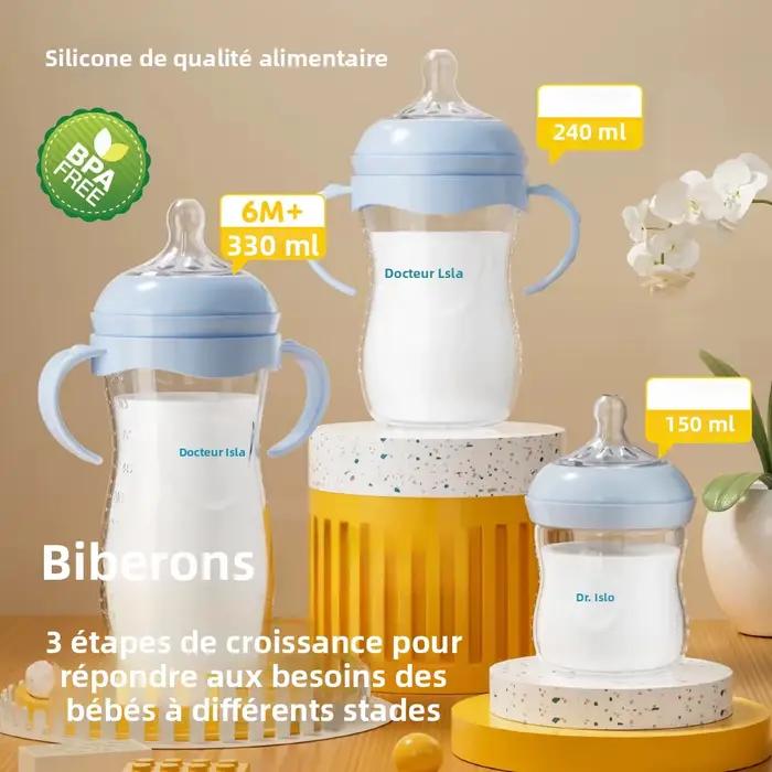 Biberon MAMIJOY en silicone sans BPA pour nouveau-né, anti-étouffement, anti-flatulence, pour bébés de 0 à 6 mois et plus