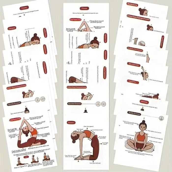 32 pièces/ensemble cartes de guidage de pose de yoga