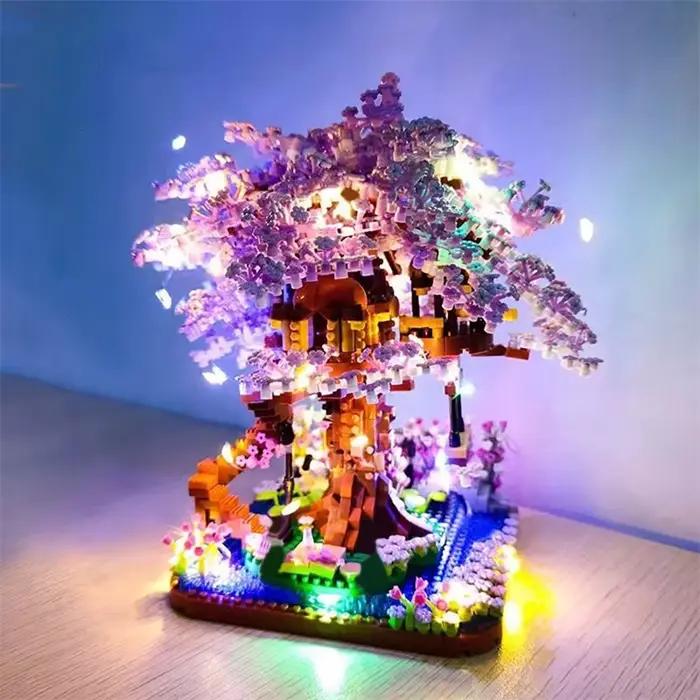 Ensemble de blocs de construction d'arbre bonsaï cerisier